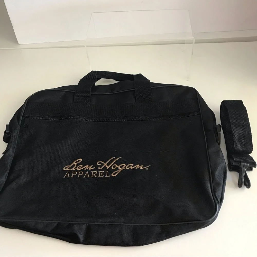 BEN HOGAN APPAREL Black With Gold Embroidered Letters Laptop Bag